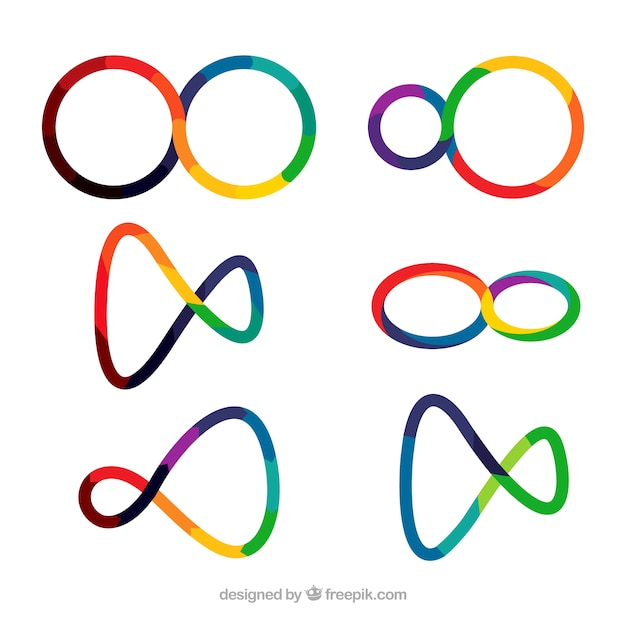 Vector modern set of colorful infinity symbols