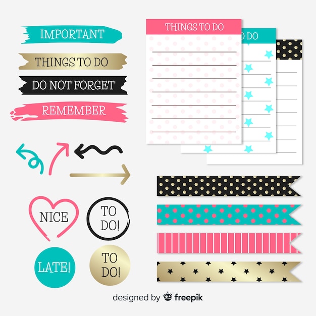 Vector modern set of colorful planning elements