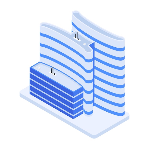 기업 건물 아이소메트릭 아이콘의 현대 세트