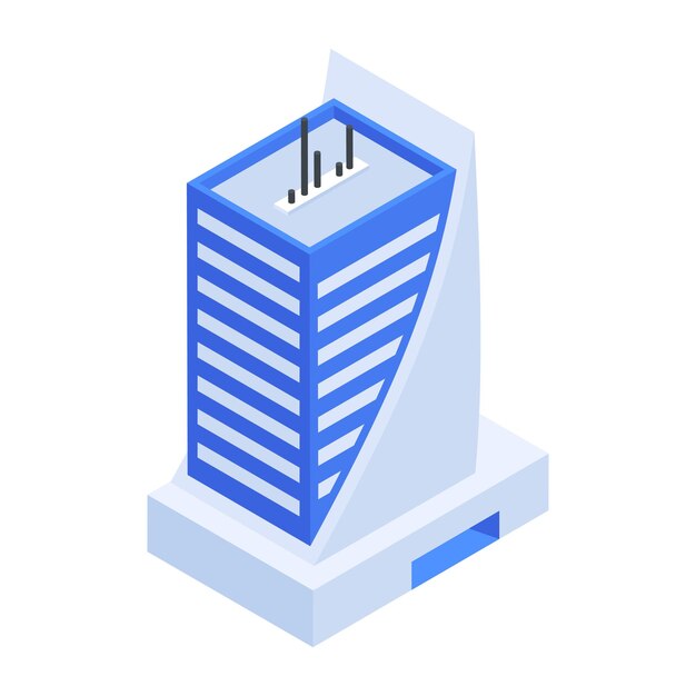 Vector modern set of corporate buildings isometric icons