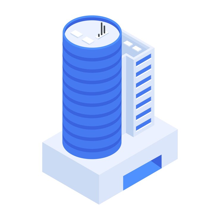 Vector modern set of corporate buildings isometric icons