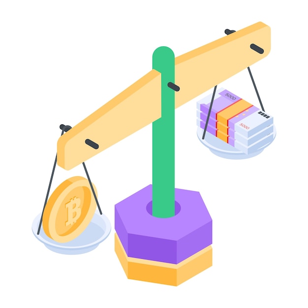 Modern set of cryptocurrency analysis isometric icons