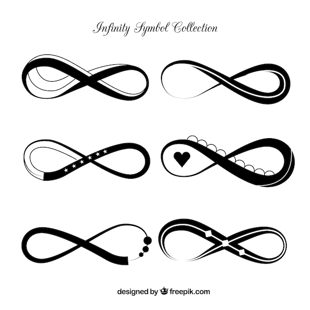 Modern set of infinity symbols in black color