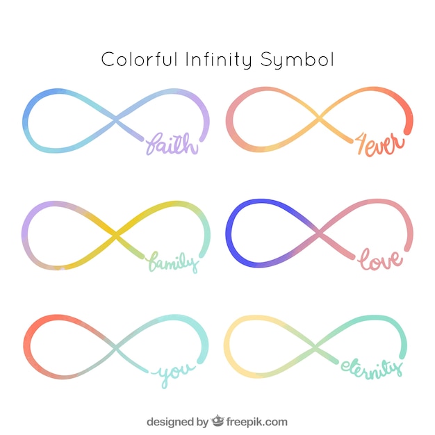 Vector modern set of infinity symbols with words