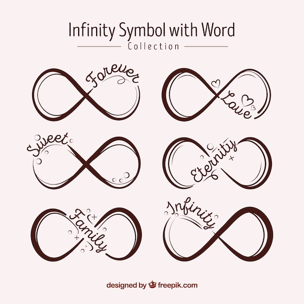 Vector modern set of infinity symbols with words