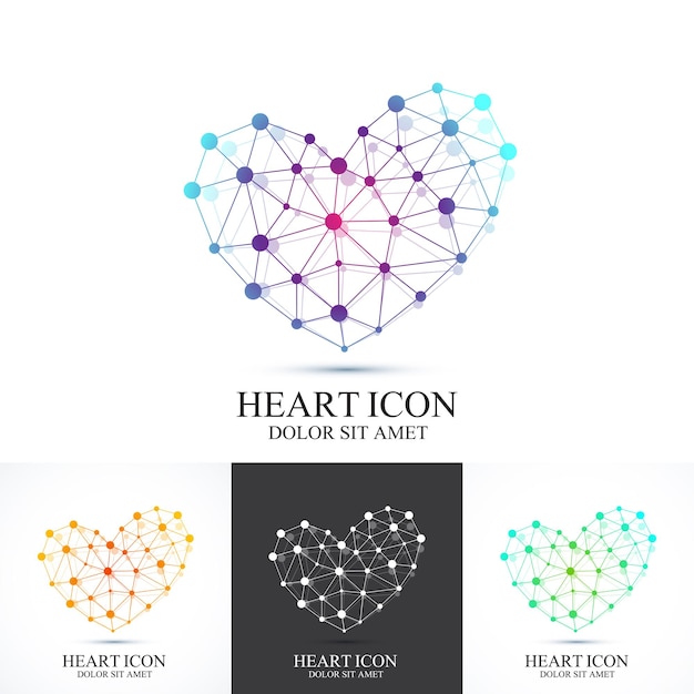 Modern set molecule logo heart.