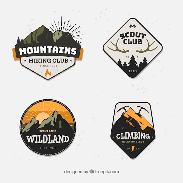 Modern set of mountain badges