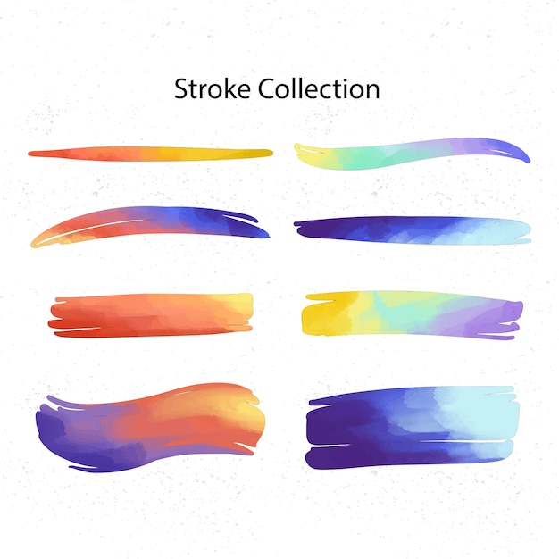 벡터 현대적 인 수채화 스트로크 세트