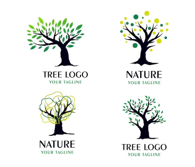 Modern set of tree logos template