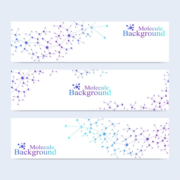 Modern set of vector banners DNA molecule