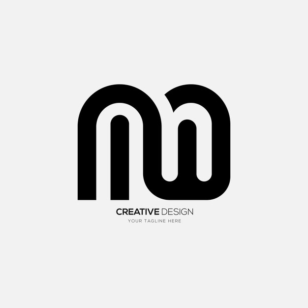 Modern shape unique letter logo MW with simple line shape monogram typography logo