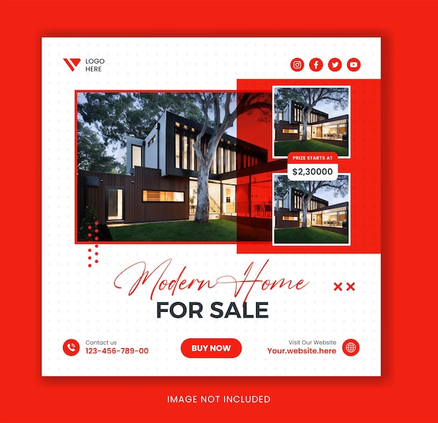 Vector modern shapes real estate social media post design