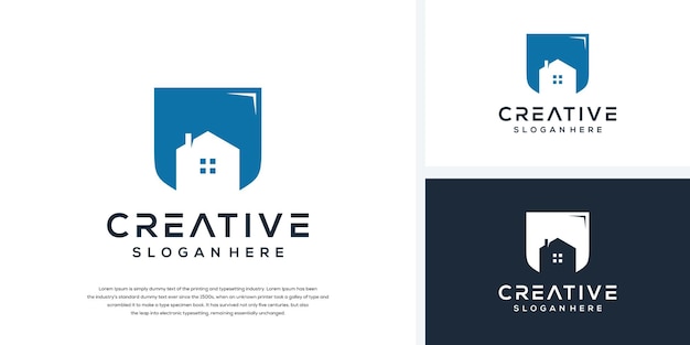 Modern shield house logo design