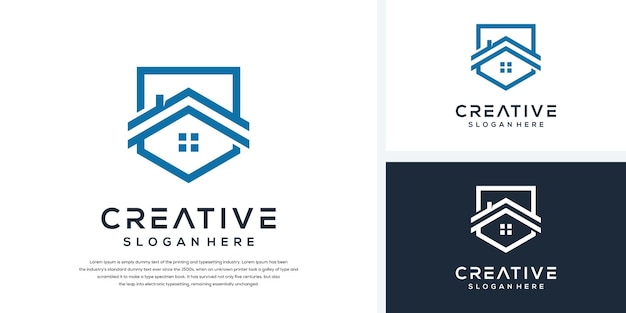 Modern shield and house logo template