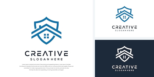 Modern shield and house logo template