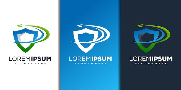 modern shield and paper plane logo design