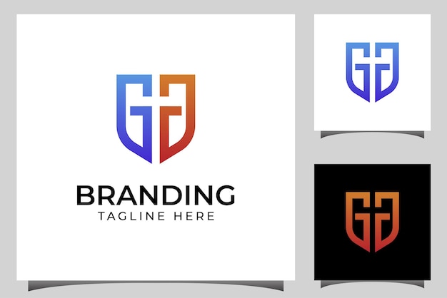 Modern shield security logo element with letter GA concept design