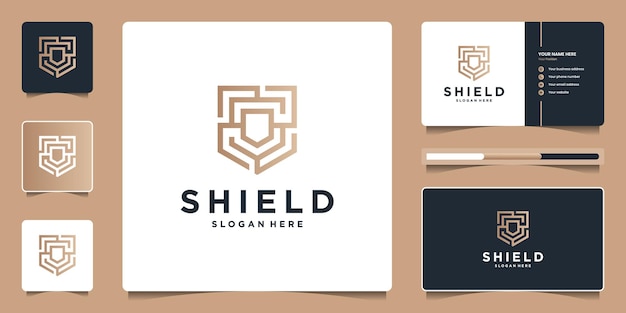 Modern shield security technology with initial s minimal shape concept. logo design and business card branding for company.