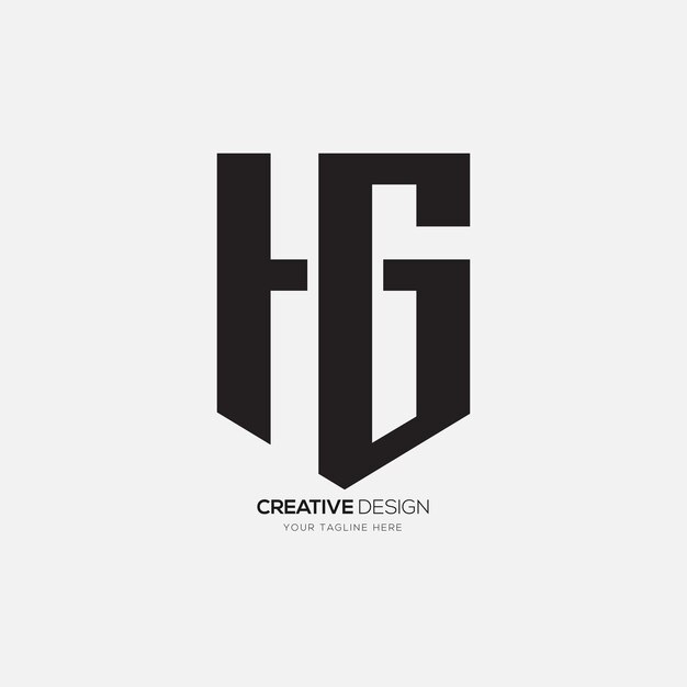 Vector modern shield shape letter hg or gh security business company creative monogram logo