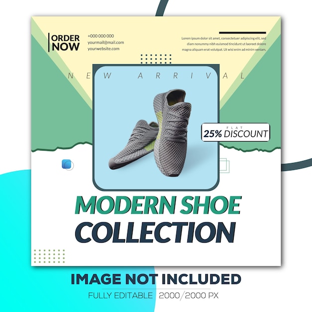 Modern shoe collection sale social media banner post.