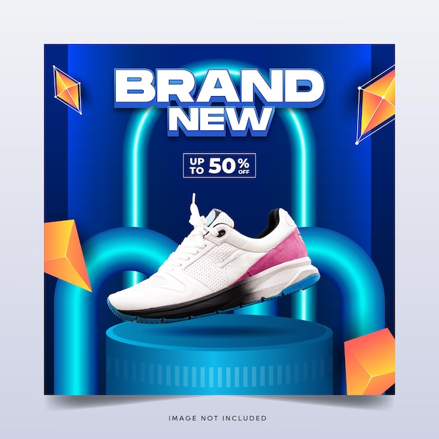 Modello di banner di promozione sui social media di vendita di scarpe moderne