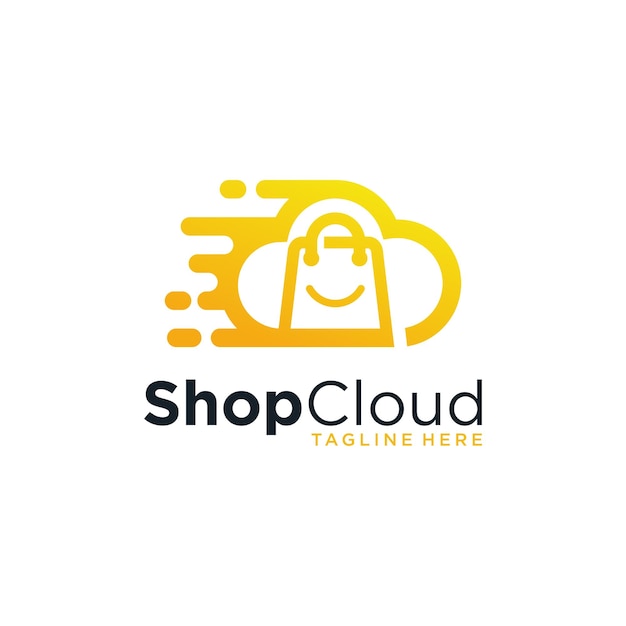 Modern shop cloud fast logo design