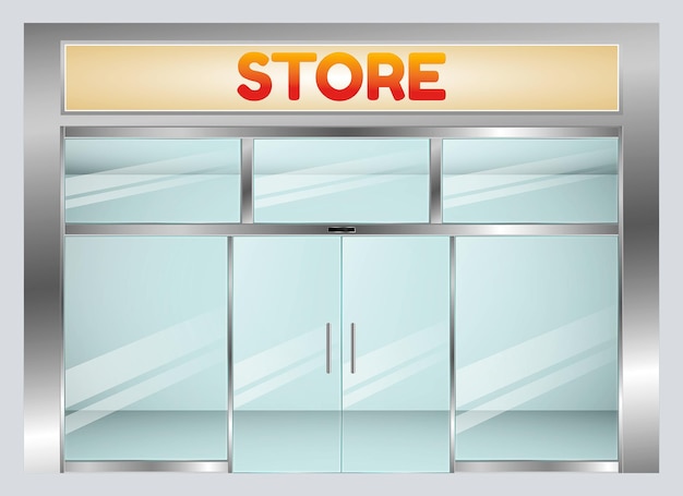 modern shop facade building with glass door isolated - 3d illustration