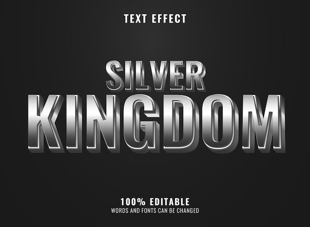 Modern silver kingdom text effect