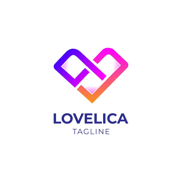 Vettore modello di progettazione di logo a forma di cuore astratto moderno semplice