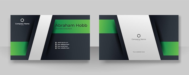 기술 기업 스타일의 현대적인 간단한 검정 및 녹색 명함 디자인 템플릿