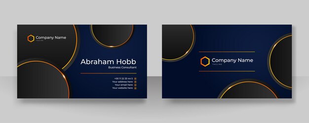 Modern simple blue gold and black business card design template with corporate style