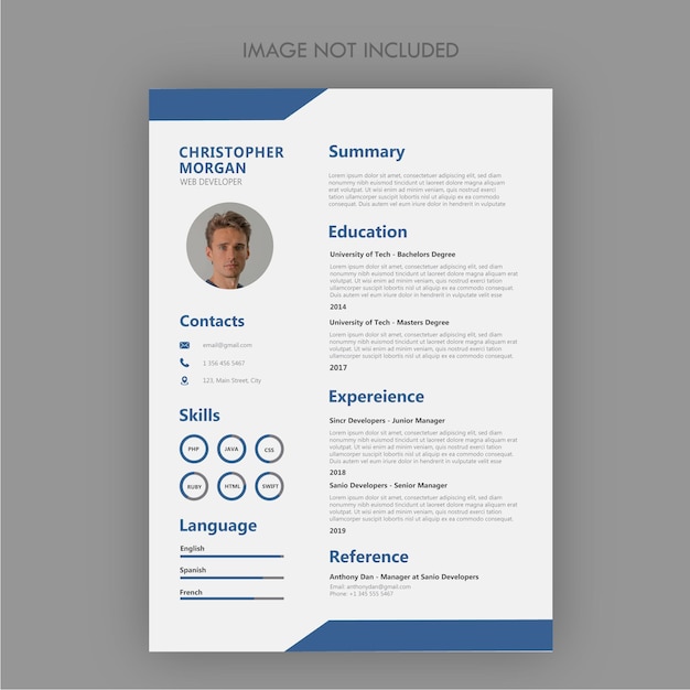 Modern simple blue resume template