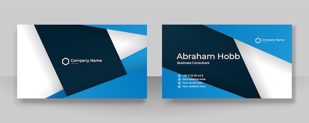 Modern simple blue and white business card design template with corporate style