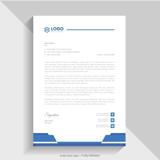 Modern simple business style letterhead in a4 size