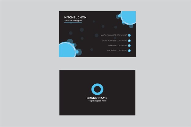 Vector modern simple clean black and blue business card template design