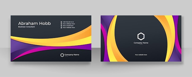 Modern simple colorful business card design template with technology corporate style