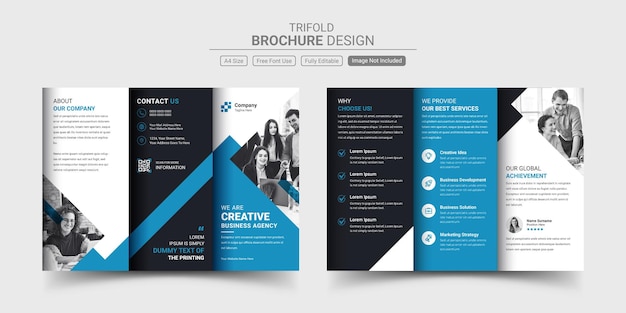 Vector modern and simple corporate business trifold brochure template