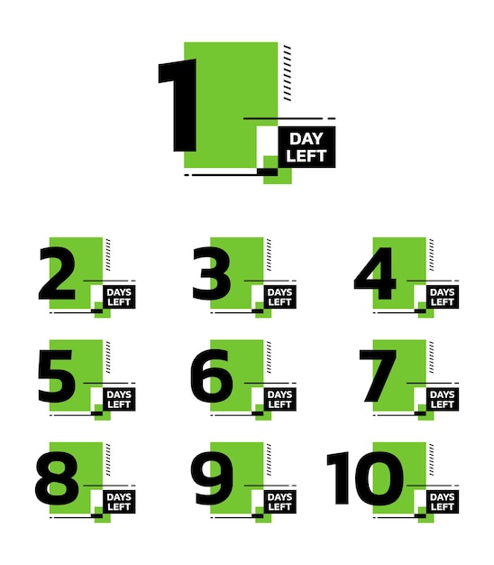 Modern simple countdown timer vector design template number day left
