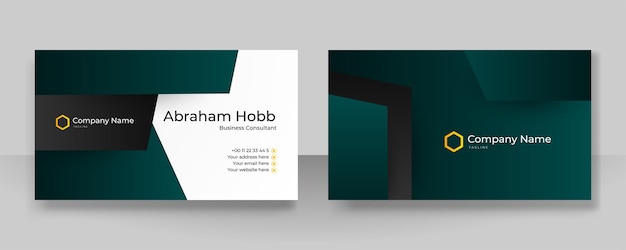 기업 스타일의 현대적인 단순한 짙은 녹색과 검은색 명함 디자인 템플릿