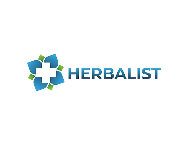 Вектор Современный простой шаблон дизайна логотипа аптеки травяной медицины