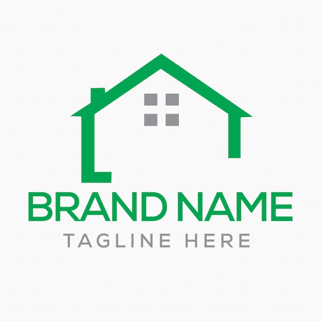 Vettore logo immobiliare di modern house vettore libero una casa verde con un logo verde