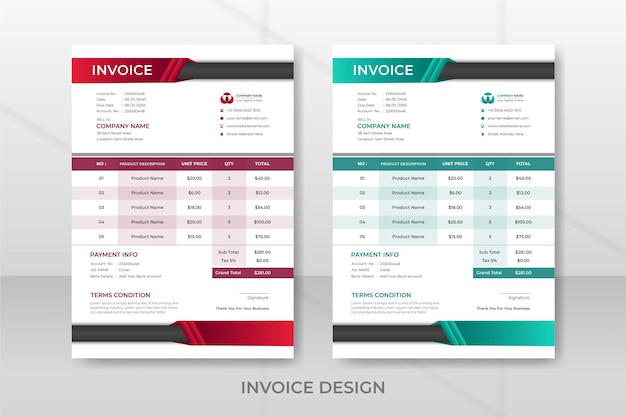 Modern and simple invoice design template