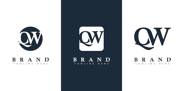 QWまたはWQのイニシャルが付いた、あらゆるビジネスに適したモダンでシンプルな文字QWロゴ