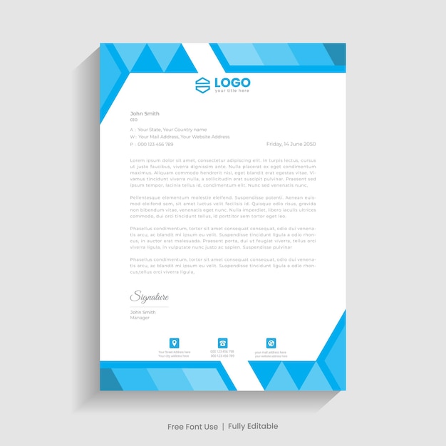 Modern simple letterhead template in a4 size