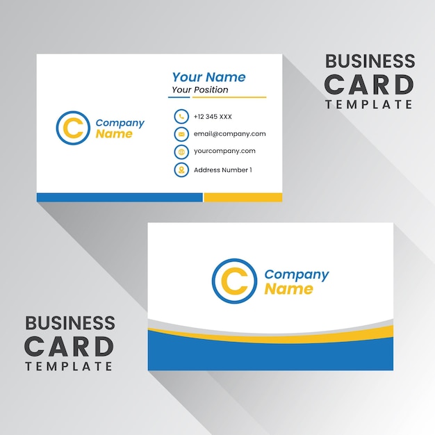 Modern simple light business card template with flat user interface