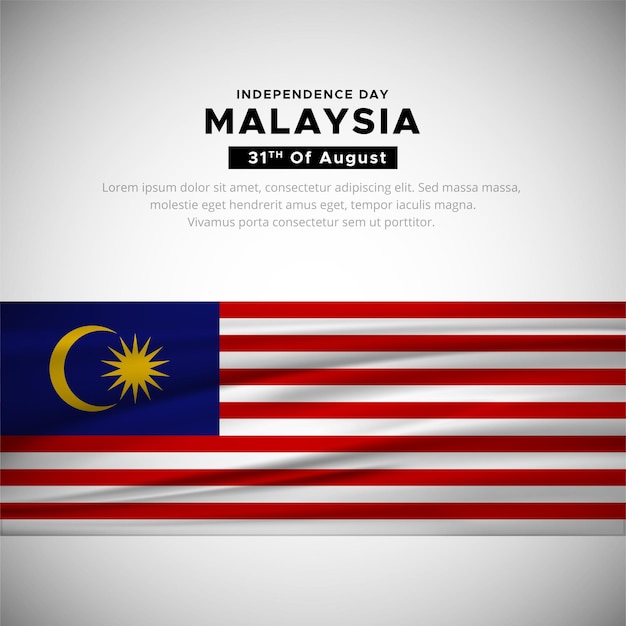 Vector modern and simple malaysia independence day design with waving flag background vector