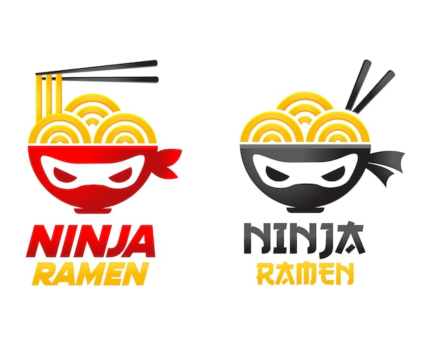 Modern simple ninja ramen noodle logo design icon