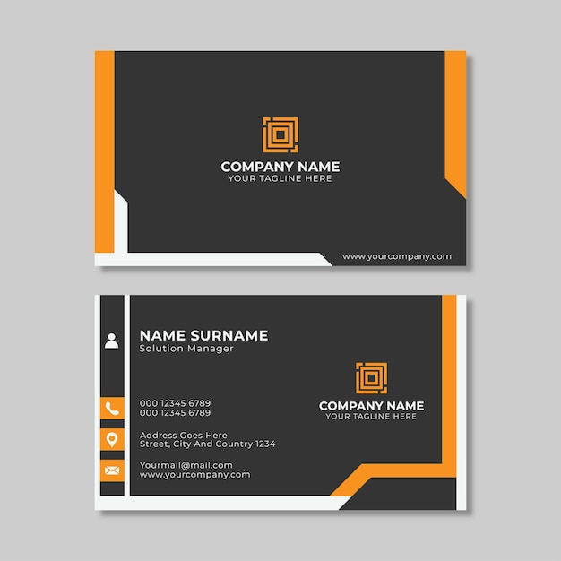 Modern simple orange business card template