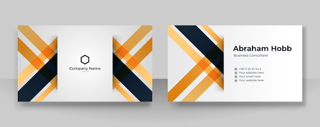 Vector modern simple orange yellow and white business card design template with corporate style