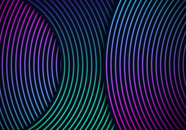 Modern Simple Overlap Circle Lines Gradient Texture on Dark Background with Copy Space